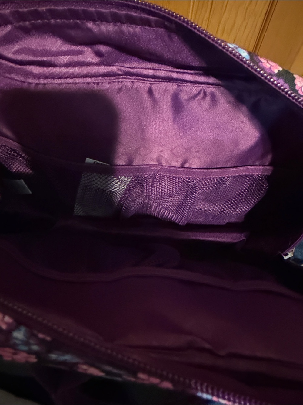 Vera Bradley Purple Floral Cosmetic Case with Pink & Lavender Accents - Picture 2 of 4